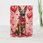 Belgian Malinois Valentine’s Day Dog with Hearts Karte (Vorderseite)
