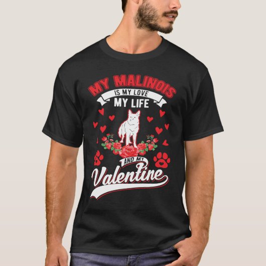 Belgian Malinois Valentine's Day Meleche Herder Ma T-Shirt (Vorderseite)