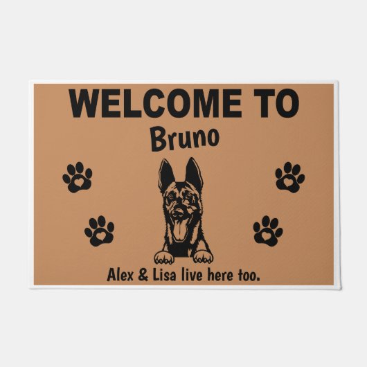 Belgian Malinois Welcome Personalized Custom Fußmatte (Vorderseite)