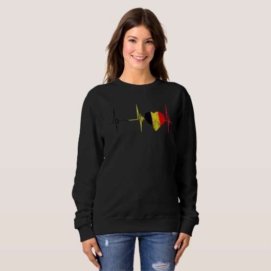 Belgian Pride Heart Heartbeat EKG Pulse Belgium Be Sweatshirt (Vorne ganz)