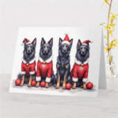 Belgian Shepherd Christmas Dress Santa Hat Karte (Gelbe Blume)