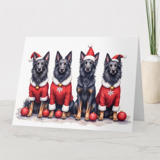 Belgian Shepherd Christmas Dress Santa Hat Karte (Vorderseite)
