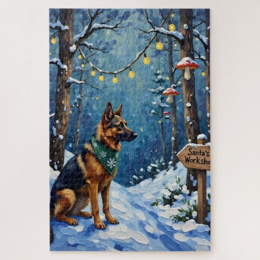 Belgian Shepherd Christmas Enchanted Forest Puzzle (Vertikal)