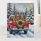 Belgian Shepherd Christmas Red Truck Holiday Karte (Vorderseite)