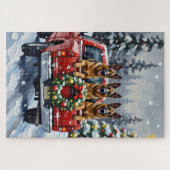 Belgian Shepherd Christmas Red Truck Holiday Puzzle (Horizontal)