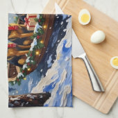 Belgian Shepherd Tervuren Christmas Boat Holiday Geschirrtuch (Viertel Falte)