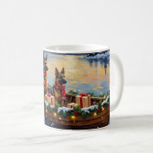 Belgian Shepherd Tervuren Christmas Boat Holiday Kaffeetasse (VorderseiteRechts)