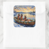 Belgian Shepherd Tervuren Christmas Boat Holiday Quadratischer Aufkleber (Tasche)