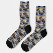 Belgian Shepherd Tervuren Christmas Boat Holiday Socken (Linkes Detail)