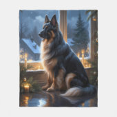 Belgian Shepherd With Christmas Lights Holiday Fleecedecke (Vorderseite)