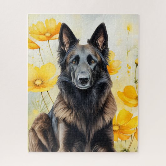Belgian Tervuren Dog Lover and Poppies Puzzle (Vertikal)