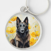 Belgian Tervuren Dog Lover and Poppies Schlüsselanhänger (Vorne)