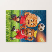 Belgian waffle versus Austrian schnitzel soccer du Puzzle (Horizontal)