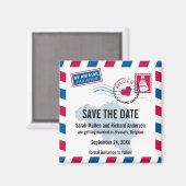 Belgien Air Mail Wedding Save the Date Magnet (Vorderseite/Rückseite)