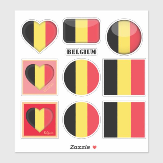 Belgien Aufkleber & belgische Flagge, Herz/Sport (Blatt)