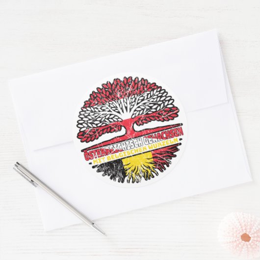 Belgien Belgisch Österreichisch Österreich Baum Runder Aufkleber (Umschlag)