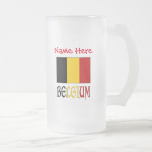 Belgien Belgische Flagge Rot Personalisierung Mattglas Bierglas