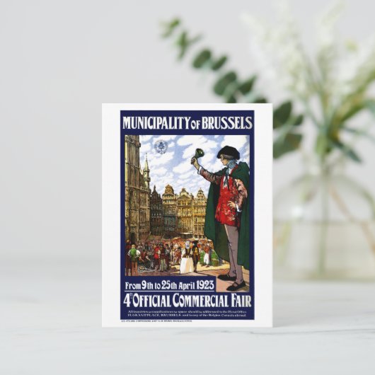 Belgien Brüssel Vintages Messeposter wiederhergest Postkarte (Stehend Vorderseite)