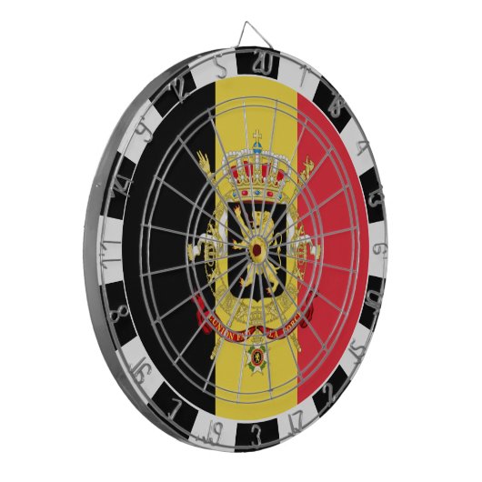 Belgien Dartboard & Belgium Flag / Spielbrett Dartscheibe (Vorderseite Links)