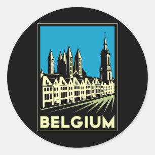 Belgien Europa Art Deco Retro Reise Vintage Runder Aufkleber