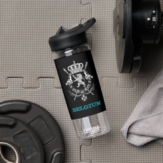 Belgien Fitness & belgisches Wappen / Flagge Trinkflasche (Fitnessstudio)