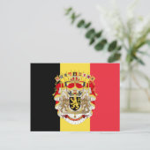 Belgien Flag & COA Postkarte (Stehend Vorderseite)