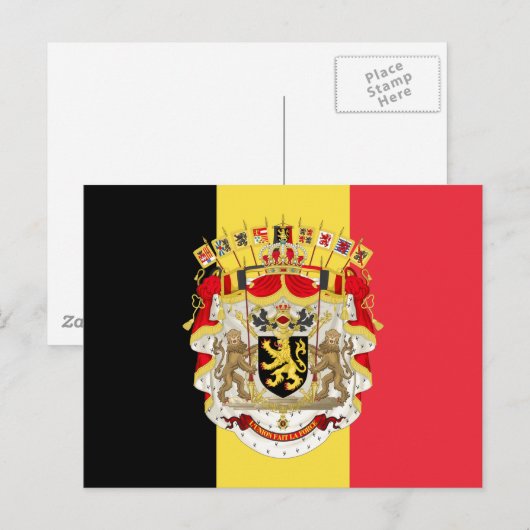 Belgien Flag & COA Postkarte (Vorne/Hinten)