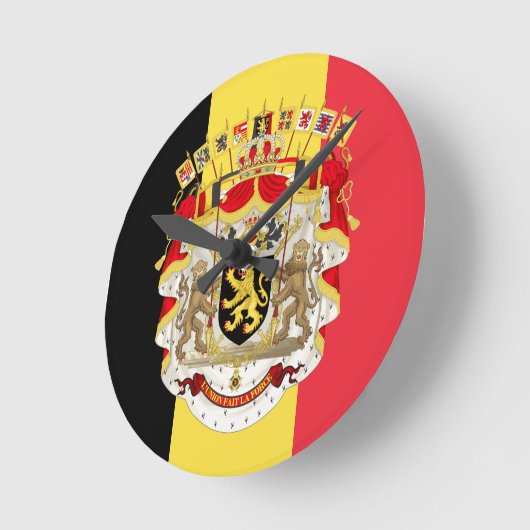 Belgien Flag & COA Runde Wanduhr (Winkel)