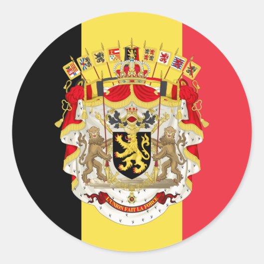 Belgien Flag & COA Runder Aufkleber (Vorderseite)