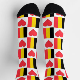 Belgien Flag Herzmuster Spaß Belgischer Stolz Socken
