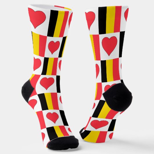 Belgien Flag Herzmuster Spaß Belgischer Stolz Socken (Gewinkelt)