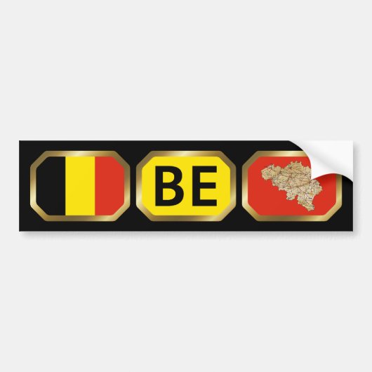 Belgien Flag Map Code Autoaufkleber (Vorne)