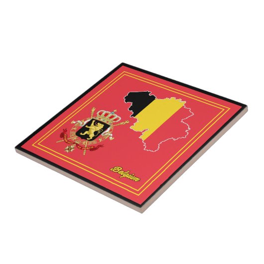 Belgien Flag Map & Emblem Tile Fliese (Seite)