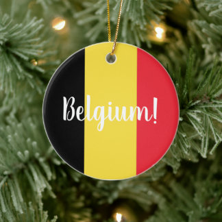 Belgien - Flag und benutzerdefinierbarer Text Keramik Ornament