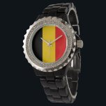 Belgien-Flagge Armbanduhr<br><div class="desc">Ein ideales Geschenk für alle,  die Patrioten ihres Landes sind!</div>