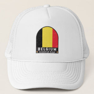 Belgien-Flagge Emblem Abgenutzt Vintage Truckerkappe