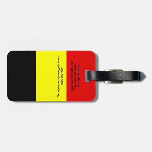 Belgien-Flagge Gepäckanhänger (Rückseite horizontal)