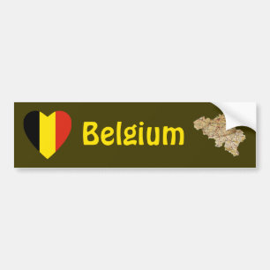 Belgien-Flagge Herz + Karte Aufkleber Autoaufkleber