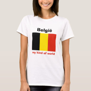 Belgien-Flagge + Karte + Text T-Shirt
