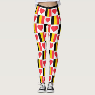 Belgien Flaggen Herzmuster Niedlich Patriotic Belg Leggings