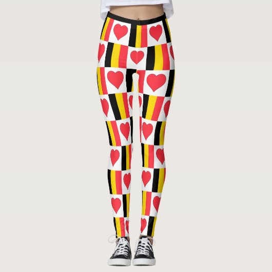 Belgien Flaggen Herzmuster Niedlich Patriotic Belg Leggings (Vorderseite)