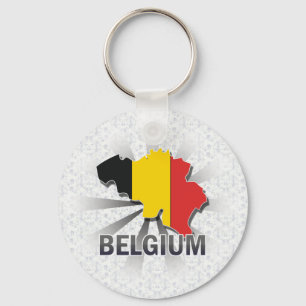 Belgien-Flaggen-Karte 2,0 Schlüsselanhänger