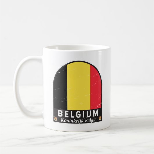 Belgien FlaggenEmblem gestört Vintag Kaffeetasse (Links)