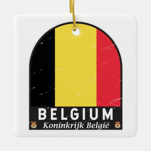 Belgien FlaggenEmblem gestört Vintag Keramikornament (Vorderseite)
