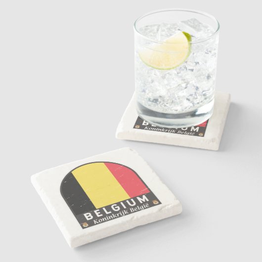 Belgien FlaggenEmblem gestört Vintag Steinuntersetzer (Seitenansicht)