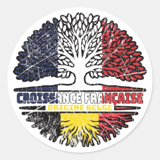 Belgien Französisch-Französisch-Tree-Roots-Flag Runder Aufkleber (Vorderseite)