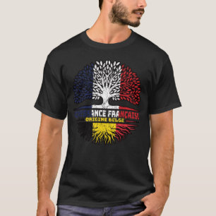 Belgien Französisch-Französisch-Tree-Roots-Flag T-Shirt