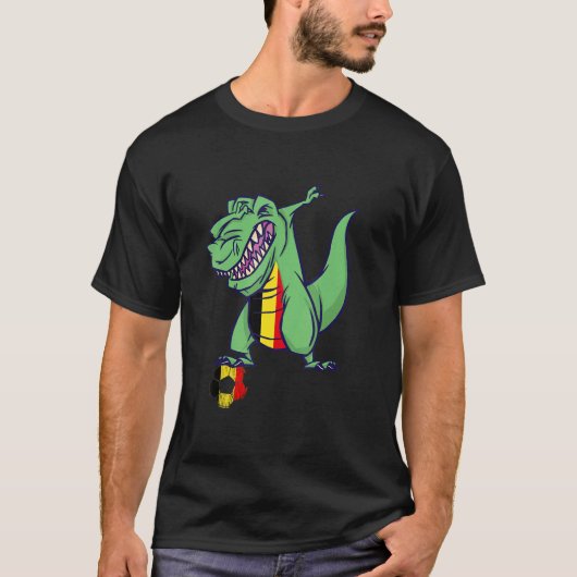 Belgien Fußball Dabbing Rex Dino Belgische Flagge T-Shirt (Vorderseite)