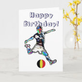 Belgien Fußball-Geburtskarte Karte (Gelbe Blume)