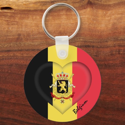 Belgien & Herz, Belgische Flaggenmode / Sport Schlüsselanhänger (Vorderseite)